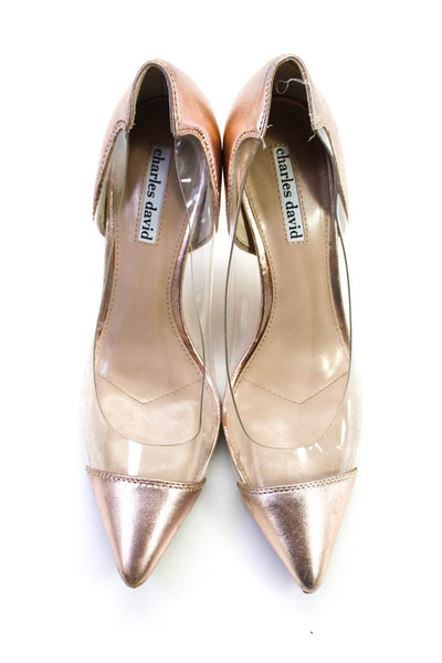 Charles David Womens Metallic Leather Clear Slip On Pumps Champagne Size 7.5