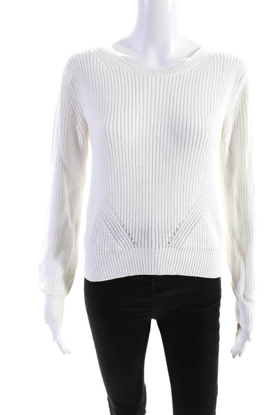 525 America Womens Pullover Crew Neck Sweatshirt White Cotton Size Extra Small