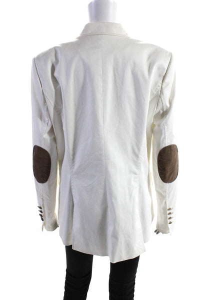 Oui Collection Womens Two Button Pointed Lapel Blazer Jacket White Size 12