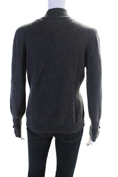 Rivamonti Womens V Neck Button Up Cardigan Sweater Gray Size Large
