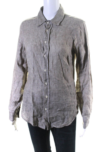 SHIRT Womens Long Sleeve Woven Button Up Shirt Blouse Brown Size Extra Small