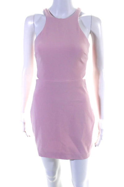 Likely Womens High Neck Sleeveless Cutout Waist Short Mini Dress Pink Size 4