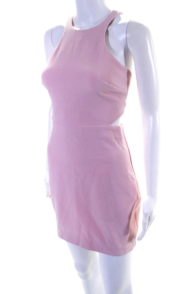 Likely Womens High Neck Sleeveless Cutout Waist Short Mini Dress Pink Size 4