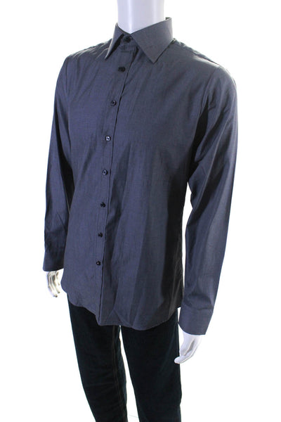 Thomas Pink Mens Casual Long Sleeved Collared Button Down Shirts Gray Size 15.5