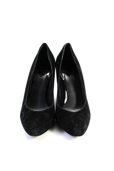 B Brian Atwood Womens Wedge Heel Pointed Toe Pumps Black Suede Size 9