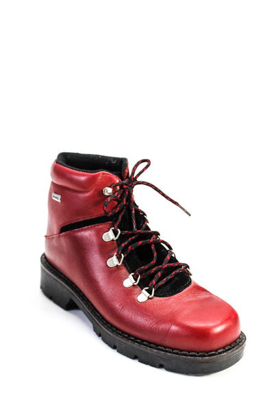 Sorel Womens Lace Up Block Heel Walking Ankle Boots Red Leather Size 7M