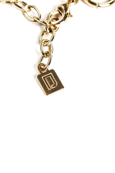 Dannijo Womens Gold Tone Circular Chain Link Rectangular Pendant Necklace