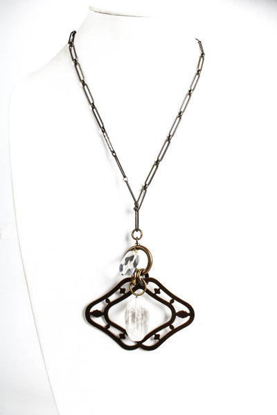Aris Geldis Womens Gold Tone Paper Clip Chain Quartz Large Pendant Necklace
