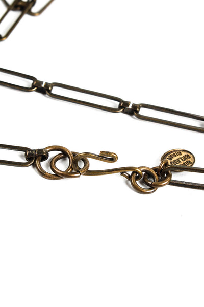 Aris Geldis Womens Gold Tone Paper Clip Chain Quartz Large Pendant Necklace