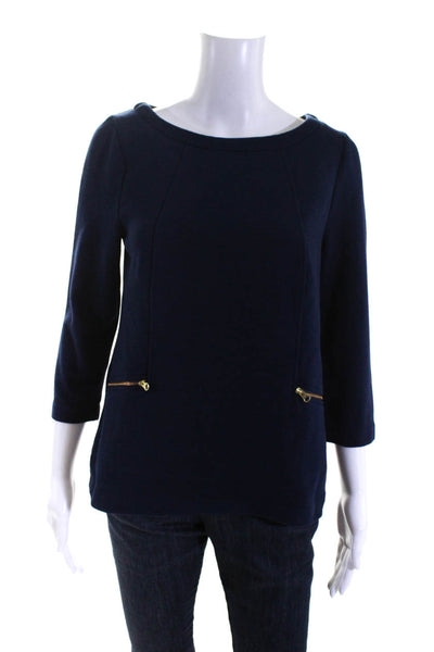 Boden Womens Long Sleeves Sweatshirt Navy Blue Cotton Size 6