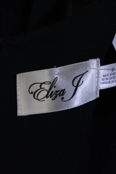 Eliza J Womens Back Zip Cap Sleeve Scoop Neck Sheath Dress Navy Blue Size 8