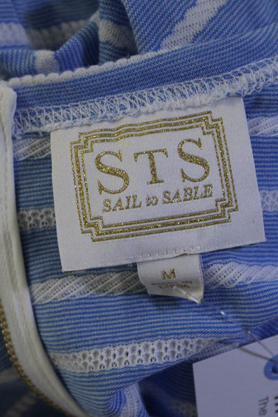 STS Sail To Sable Womens Back Zip Scoop Neck Striped Shirt Dress Blue Medium