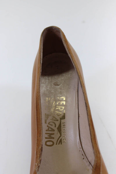 Salvatore Ferragamo Womens Leather Suede Medium Heeled Pumps Brown Size 8.5