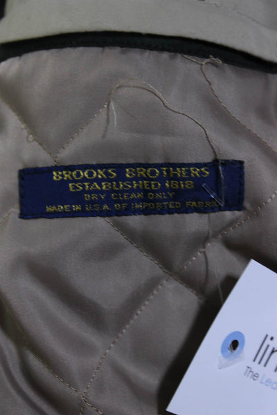 Brooks Brothers Mens Covered Placket Button Collar Trench Coat Brown Size EUR46