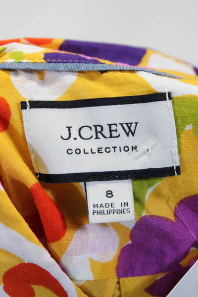 J Crew Collection Womens Cotton Floral Print 3/4 Sleeve Blouse Multicolor Size 8