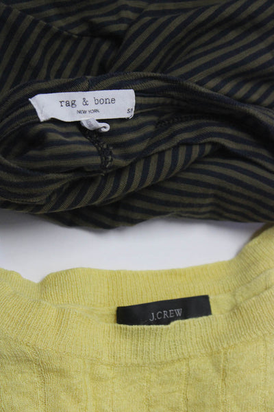 Rag & Bone J Crew Womens Tee Shirt Sweater Green Yellow Size Small Lot 2