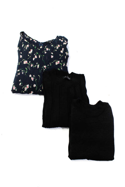 Club Monaco Rag & Bone Womens Floral Ribbed Tops Dress Black Size S M 6 Lot 4