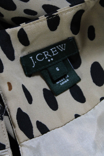 J Crew Womens Animal Print Long Sleeves Dress Beige Black Size 6