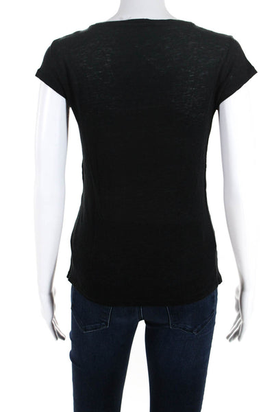 ACNE Studios Womens Linen Round Neck Short Sleeve Pullover T-Shirt Black Size XS