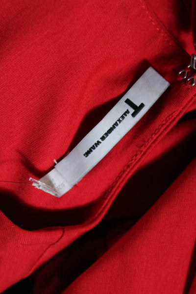 T Alexander Wang Womens Sleeveless Mesh Striped Midi Bodycon Dress Red Size XS