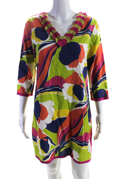 Boden Women's V-Neck 3/4 Sleeves A-Lined Multicolor Mini Dress Size 6