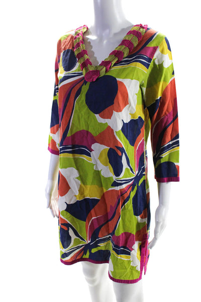 Boden Women's V-Neck 3/4 Sleeves A-Lined Multicolor Mini Dress Size 6