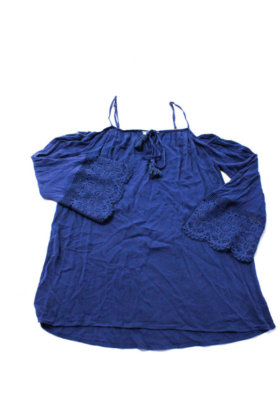 En Creme Women's Boat Neck 3/4 Sleeves Blouse Blue Size L Lot 2