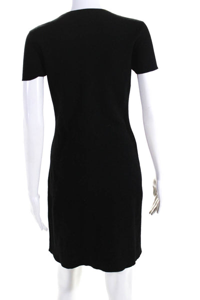 Theory Womens Textured Round Neck Short Sleeve Pullover Dress Black Size S