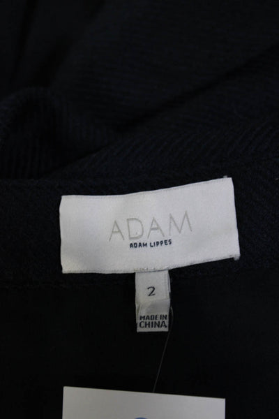 Adam Adam Lippes Womens Wool Pleated Button Closure Mid-Calf Skirt Navy Size 2