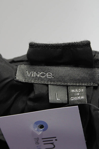 Vince Womens Wool Gem Stoned Sleeveless Pleated A-Line Midi Dress Gray Size L