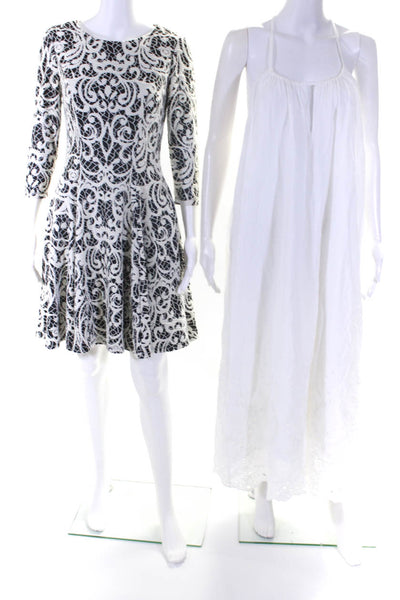 Zara Eliza J Womens Eyelet Lace Print Dresses White Black Size Small 4 Lot 2