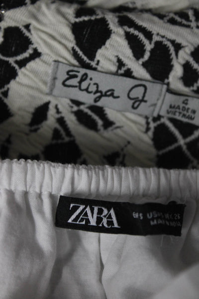 Zara Eliza J Womens Eyelet Lace Print Dresses White Black Size Small 4 Lot 2