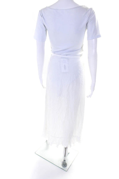 Cindigindi Womens Front Tie Ruffled Asymmetrical High Low Skirt White One Size