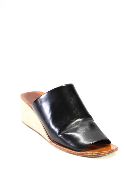 Rachel Comey Womens Square Toe Strapped Slip-On Wedge Heels Mules Black Size 6.5