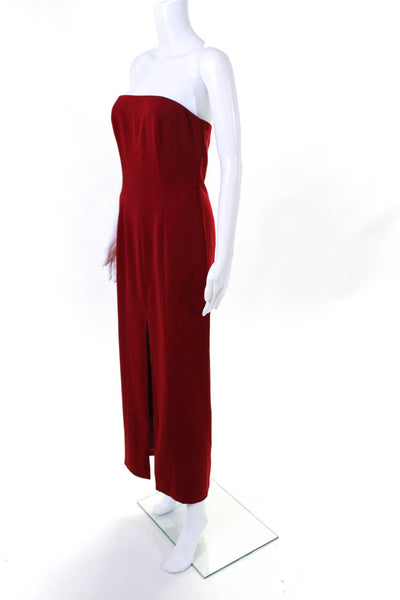 Jay Godfrey Womens Square Neck Strapless Split Hem Mid-Calf Dress Red Size 6