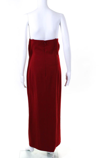 Jay Godfrey Womens Square Neck Strapless Split Hem Mid-Calf Dress Red Size 6