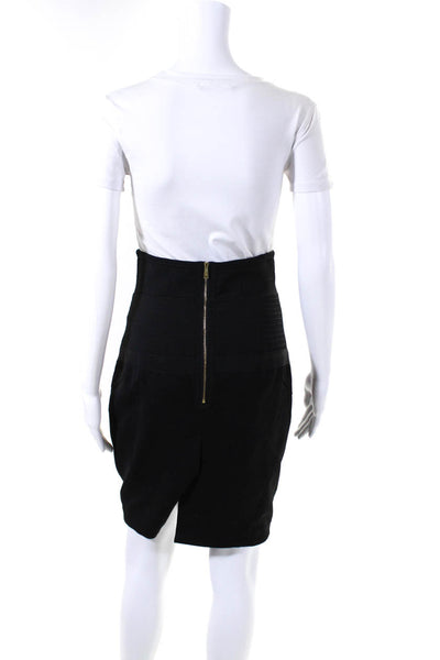 Dsquared2 Womens Side Zip Knee Length Pencil Skirt Black Wool Size IT 42