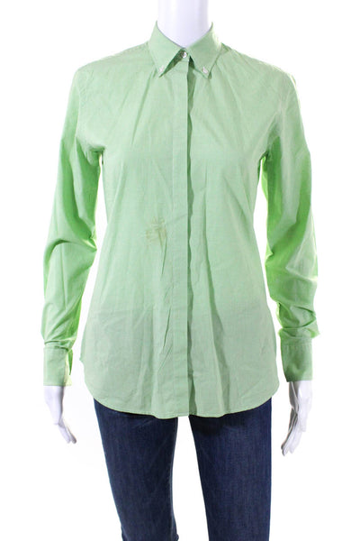 Ralph Lauren Black Label Womens Button Front Plaid Collared Shirt Green Size 4