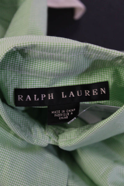 Ralph Lauren Black Label Womens Button Front Plaid Collared Shirt Green Size 4