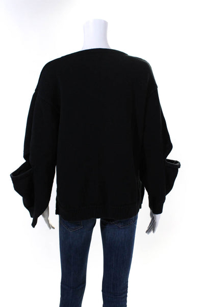 Asilio Women's V-Neck Long Sleeves Slit Hem Sweater Black Size S