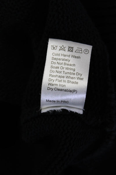 Asilio Women's V-Neck Long Sleeves Slit Hem Sweater Black Size S