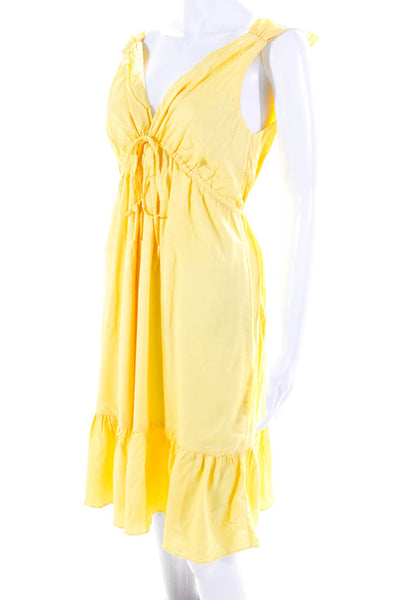 Majorelle Women's V-Neck Sleeveless Empire Waist Midi Dress Yellow Size XS