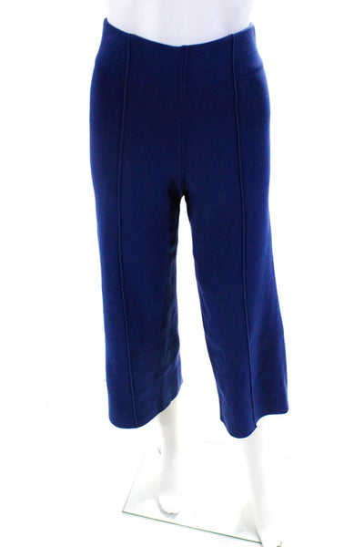 Soyer Womens Vertical Seam Cropped Wide Leg High Rise Stretch Pants Blue Size S