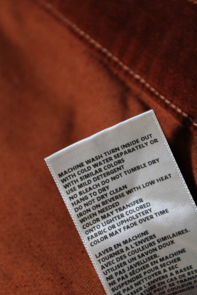 L'Agence Womens Velvet Button Up Collared Jacket Dark Orange Size Small