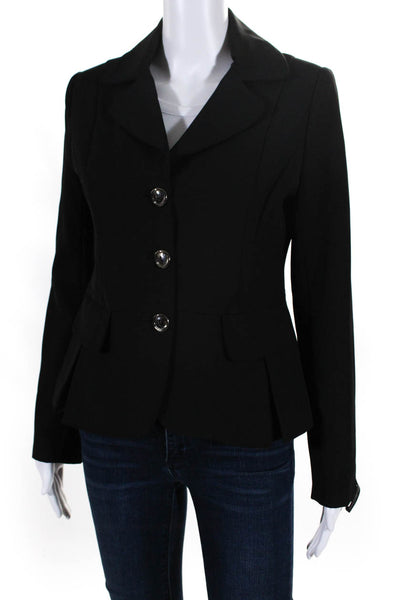 Nicole Benisti Womens Three Button Notched Lapel Blazer Jacket Black Size 10