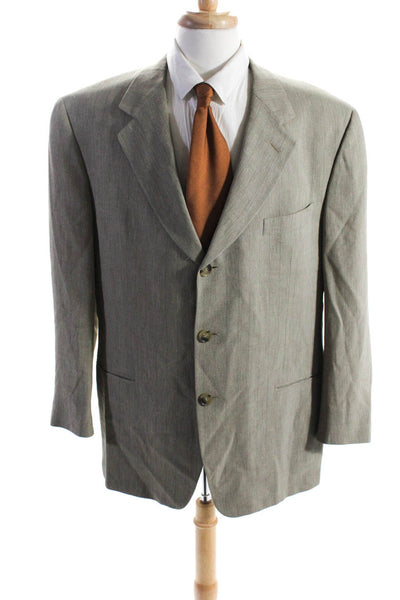 Ermenegildo Zegna Mens Three Button Pinstripe Blazer Suit Jacket Taupe Size 58