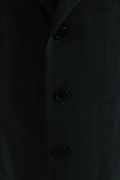 Giorgio Armani Le Collezioni Mens Pinstripe Three Button Blazer Green Size 44 R