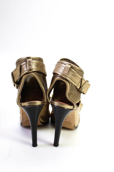 Derek Lam Womens Beau Laser Cut Metallic Sandals Gold Tone Leather Size 9B