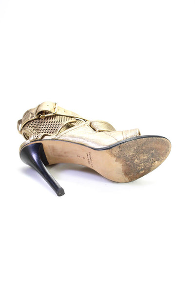 Derek Lam Womens Beau Laser Cut Metallic Sandals Gold Tone Leather Size 9B
