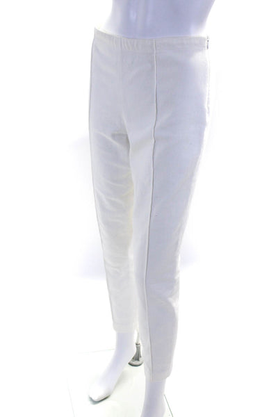 The Row Womens Vertical Seam High Rise Flat Front Skinny Pants Cream Size M